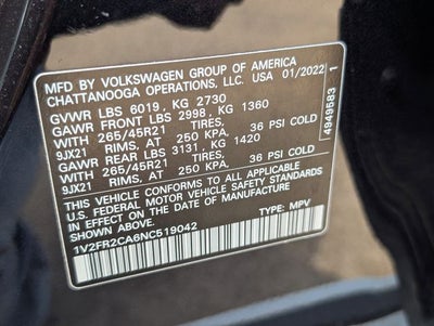 2022 Volkswagen Atlas 3.6L V6 SEL Premium R-Line