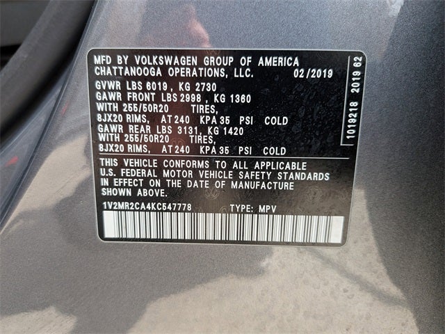 2019 Volkswagen Atlas SEL 4Motion