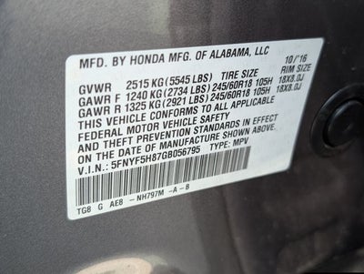 2016 Honda Pilot EX-L w/Rear Entertainment System